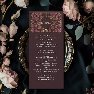Menu Sword & Shield Medieval Fantasy Casamento Monogram