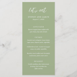 Menu Sydney Sage Green Modern Wedding