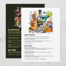 Menu Tacos Florais Brilhantes e Celebração de Festa com