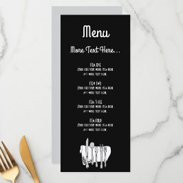 Menu Talheres Preto e Branco Design Editável 4" x 9"