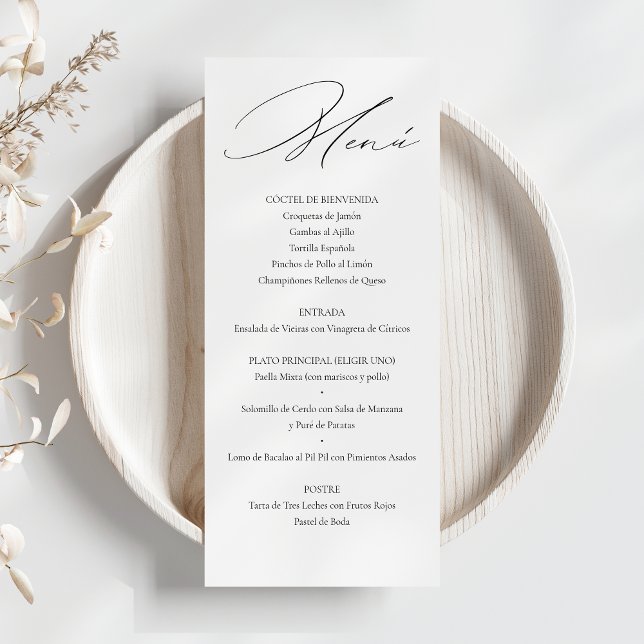 Menu Tarjeta de Menú de Boda Elegante Caligrafía (Criador carregado)