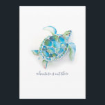 Menu Tartaruga marinha<br><div class="desc">Decorre o seu berçário com as minhas impressões de animais oceânicos. Estas reproduções foram desenhadas usando minha tartaruga marinha azul-aquática original. Para ver mais arte costeira pelos Designs Victoria Rigali,  visite www.zazzle.com/dotellabelle</div>