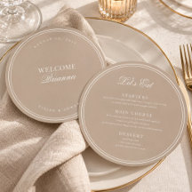 Taupe e Marfim Olá Nome do Convidado Casamento Per