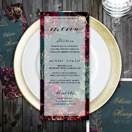 Menu Teal Bordeaux Jewel Tones Casamento 2