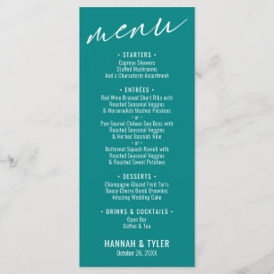 Menu Teal de Tipografia Simples Elegante