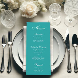 Menu Teal Simples Elegante Script Caligrafia Azul
