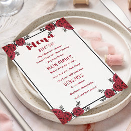 Menu Tema de Casamento Floral da rosa vermelha