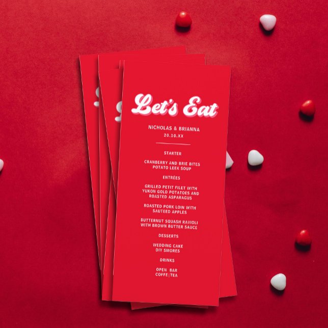 Menu Tema de Casamento Vermelho e Rosa | Namorados Wedd (Criador carregado)