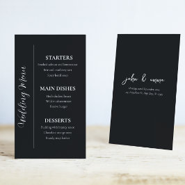 Menu Tema Elegante de Casamento Negro e Branco