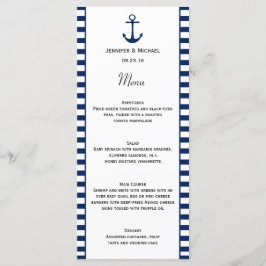 Menu Tema Náutico do marinho Azul Branco Strips