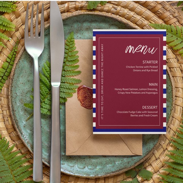 Menu Tema Real de Casamento Vermelho e Azul (Let your royal theme wedding speaks more than you do.)