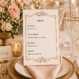 Menu Tema Rococó Elegante Casamento Bege
