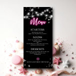 Menu Temático Neon Rosa Quente para Bat Mitzvah<br><div class="desc">Estamos animados em apresentar nossa suíte moderna de caligrafia inspirada em neon para uma Bar ou Bat Mitzvah radiante! Esta coleção divertida inclui tudo o que você precisa, desde guardanapos e pratos de papel até um sinal de boas-vindas e muito mais. Se tiver alguma dúvida ou precisar de ajuda com...</div>