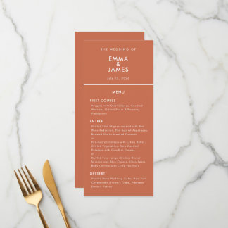 Menu Terracota Ampersand Reverso Casamento | Elegante