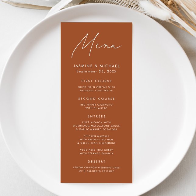 Menu Terracota Casamento Roteiro Moderno (Criador carregado)
