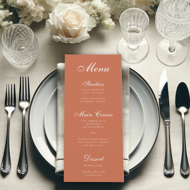 Menu Terracota Marrom Simples Elegante Caligrafia (Criador carregado)