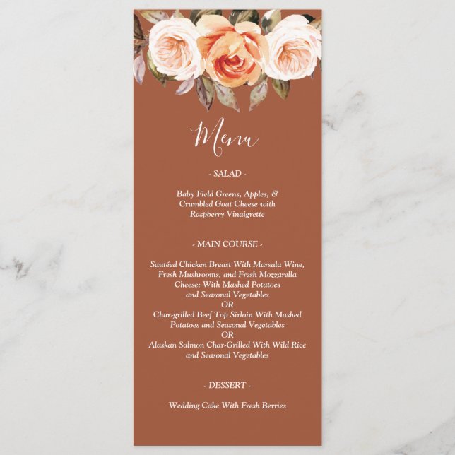 Menu Terracott Boho Fall Floral Wedding (Frente)
