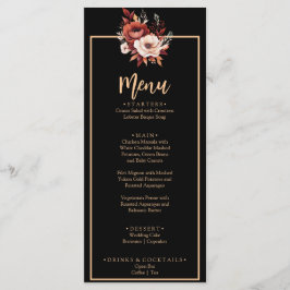 Menu Terracotta Burnt Orange Black Fall Casamento Jante