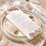 Menu Terracotta Ferrugem Flores Boho Outono Folhagem Ca<br><div class="desc">Cartões de menu de casamento em estilo boêmio moderno com flores em aquarela e folhas de outono em tons terrosos como marrom ferrugem,  laranja queimado e terracota. Escolha perfeita para casamentos de outono.</div>