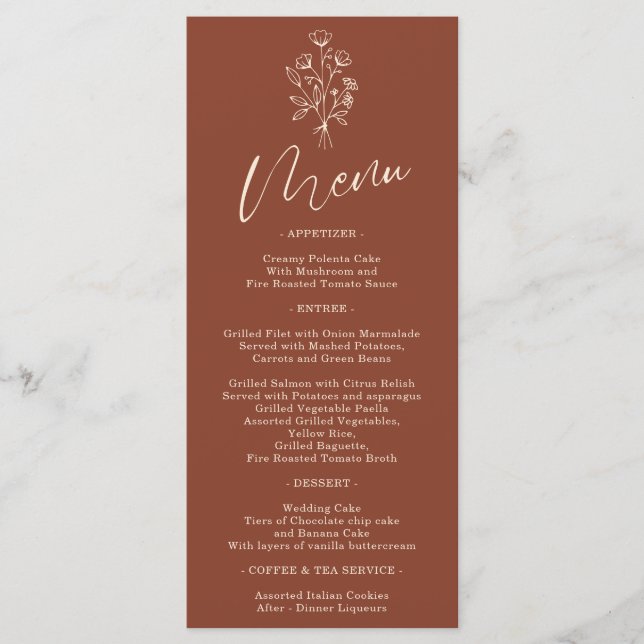 Menu Terracotta Flor Boêmia Simples Botânica (Frente)