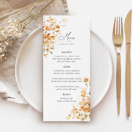 Menu Terracotta Floral Elegant Wedding Reception Dinner