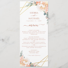 Menu Terracotta Floral Peach Recepção de casamento Dour
