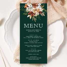 Menu Terracotta Floral Wildflower Emerald Green Weding