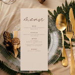Menu Terracotta Minimalista Boho Elegante Casamento Mod<br><div class="desc">Este elegante menu de casamento boho terracotta minimalista é a maneira perfeita de adicionar um toque de sofisticação ao seu grande dia. O menu apresenta um simples design com fundo de terracota e uma fonte moderna. O cardápio é personalizável com seu próprio texto e detalhes, fazer a maneira perfeita de...</div>