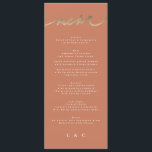 Menu Terracotta Orange Elegant Boho Dourado Casamento<br><div class="desc">parte de uma coleção *folha não real</div>