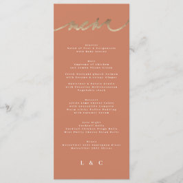 Menu Terracotta Orange Elegant Boho Dourado Casamento