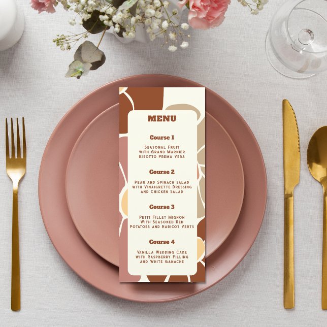 Menu Terracotta Retro Groovy Boho Chic Casamento Floral (Terracotta Retro Groovy Boho Chic Floral Wedding Menu)