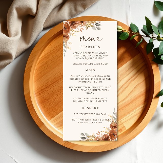 Menu Terracotta Rust Fall Janto Floral Casamento (Terracotta Rust Fall Floral Wedding Dinner Menu)
