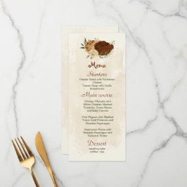 Menu terracotta terra-tona floral casamento verde