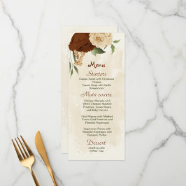 Menu terracotta terra-tona floral casamento verde
