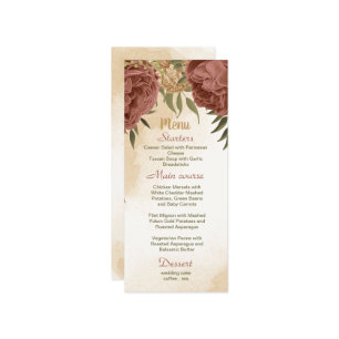 Menu terracotta terra-tona floral casamento verde