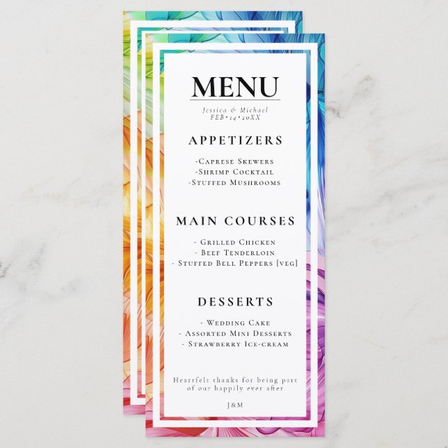 MENU + texto adorável Bloom Eetéreo (Frente/Verso)