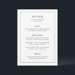 Menu Timeless Black and White Elegant Wedding<br><div class="desc">Elegant wedding menu featuring a simple design with serif and script fonts inside of a border.</div>