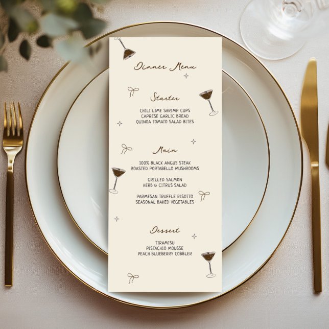 Menu Tini Bit Older Espresso Mão Desenhada Aniversário (Criador carregado)