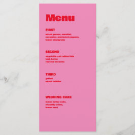Menu Tipografia a negrito, Casamento rosa e vermelho