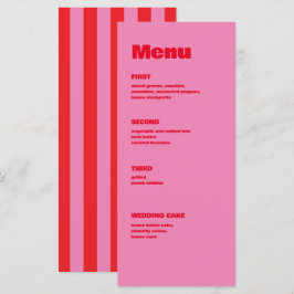 Menu Tipografia a negrito, Casamento rosa e vermelho