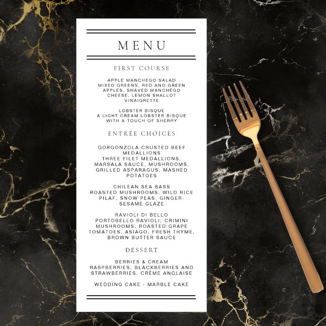 Menu Tipografia Branca e Negra Moderna (Criador carregado)