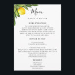 Menu Tipografia Chic — Limão de Aquarela Russo<br><div class="desc">Design de tipografia gráfica com limões e folhas de cor aquática rústica,  cartão de menu com script. A parte traseira da placa de menu apresenta um arranjo de limão e folha correspondente.</div>