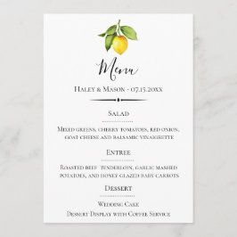 Menu Tipografia Chic Watercolor Casamento Lemon