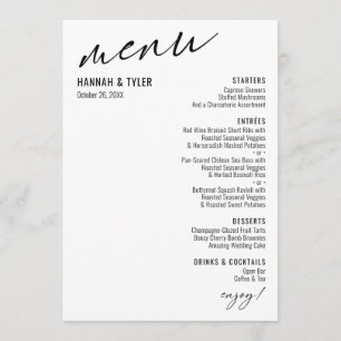 Menu Tipografia Contemporânea Simples Elegante - Branco