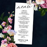 Menu Tipografia Contemporânea Simples Elegante - Branco<br><div class="desc">A distinção desta suíte é devida à fonte de escrita manual contemporânea usada para frases de sotaque. Nesta peça específica, esta elegante fonte foi usada para criar um gráfico que simplesmente lê "menu" no topo. Use os campos modelo para adicionar seus detalhes pessoais. O plano de fundo pode ser alterado...</div>