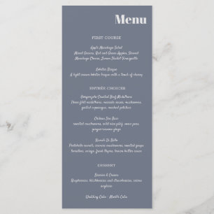 Menu Tipografia da Lavanda azul mínima moderna de Cinza