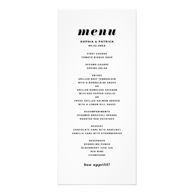 Menu Tipografia Itálico Preto e Branco Negrito (Frente)