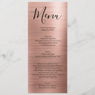 Menu Tipografia Minimalista em Rosa Dourado para Cardáp