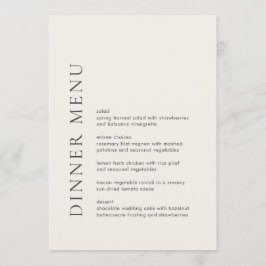Menu Tipografia Moderna Casamento Bege Elegante
