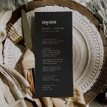 Menu Tipografia Moderna | Janto de Casamentos de Cinzas<br><div class="desc">Este cartão de carvões de cinza cardíaco moderno é perfeito para um casamento simples. A design de minimalista de cinza escura e humorística apresenta uma fonte retrô, mas contemporânea, com um toque único da boêmia rústica. Este menu pode ser usado para recepção de casamento, janto de ensaio ou qualquer evento....</div>